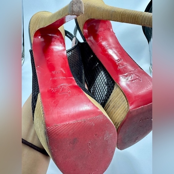 christian louboutin fishnet bow heels size 11.5 - Picture 7 of 14